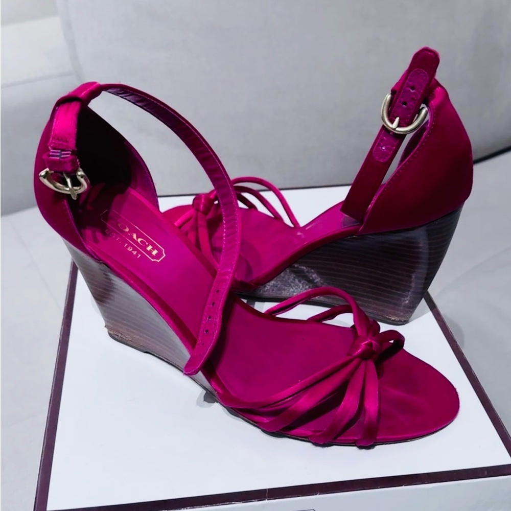 Coach Fuchsia Wedge Sandals